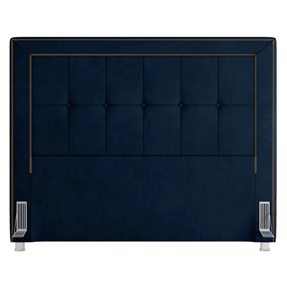 Cabeceira Cama Box Casal King 195cm Paolla Z37 Veludo Azul Marinho - Mpozenato