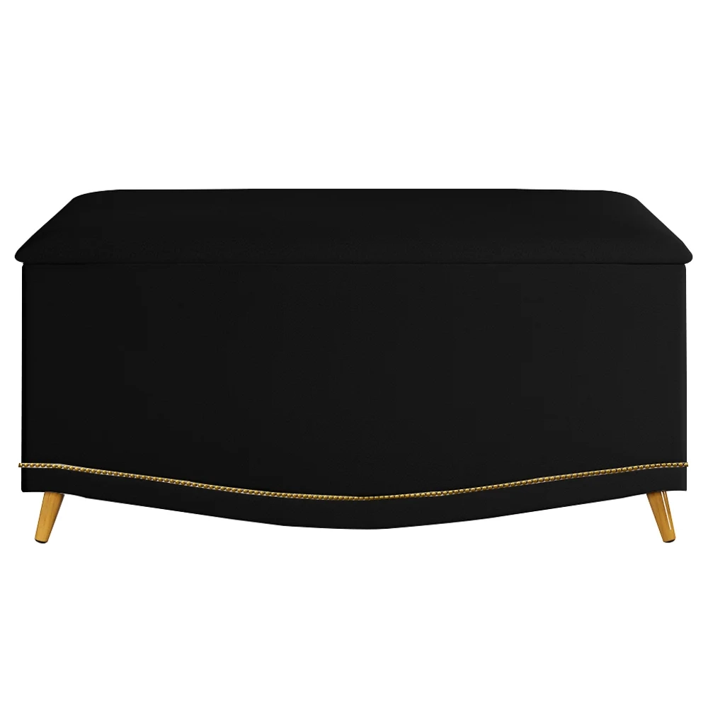 Calçadeira Baú Solteiro 90cm com Tachas Imperial J02 Sintético Preto - Mpozenato