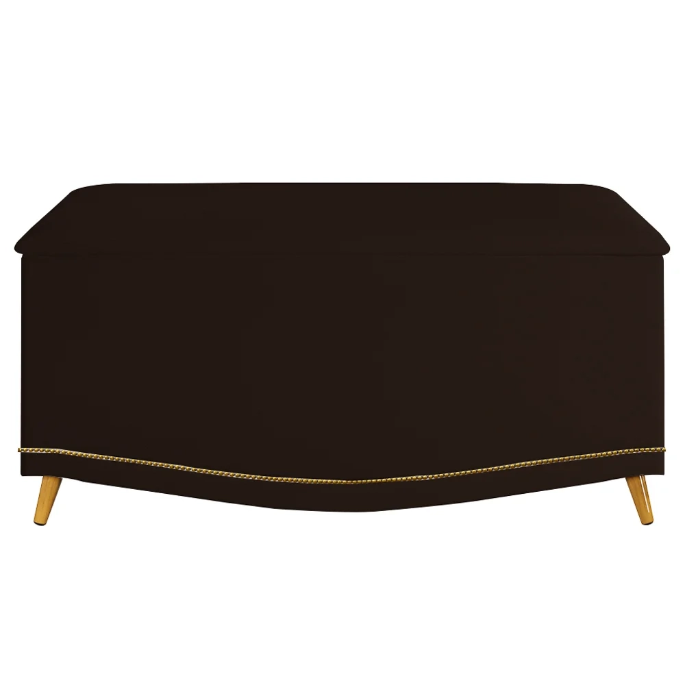 Calçadeira Baú Solteiro 90cm com Tachas Imperial J02 Sintético Marrom Escuro - Mpozenato