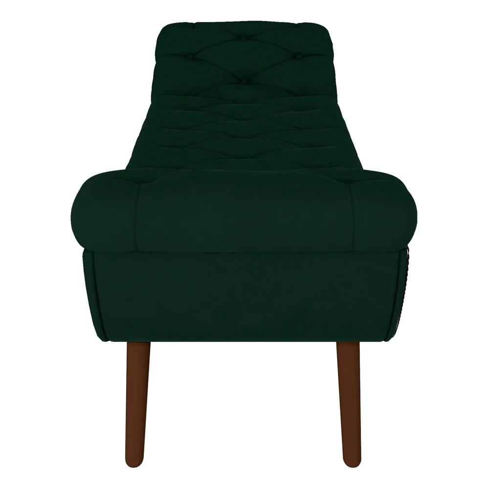 Puff Recamier Calçadeira 195cm Pés Palito Madeira Vêneto Z37 Veludo Verde Musgo - Mpozenato