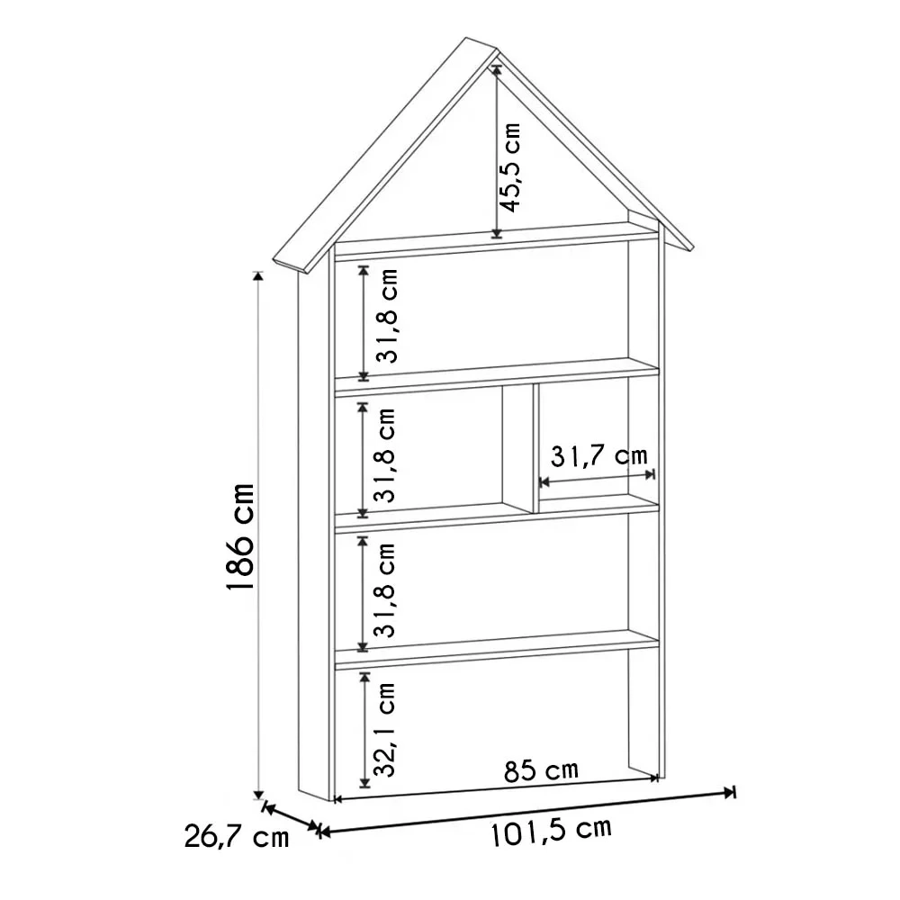 Estante Casinha Infantil Organizadora 4 Prateleiras Daisy Branco - Lumil