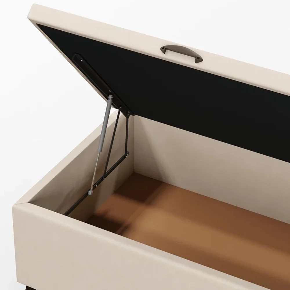 Base para Cama Box Baú Solteiro 88x188cm Hit Z04 Suede Bege - Mpozenato