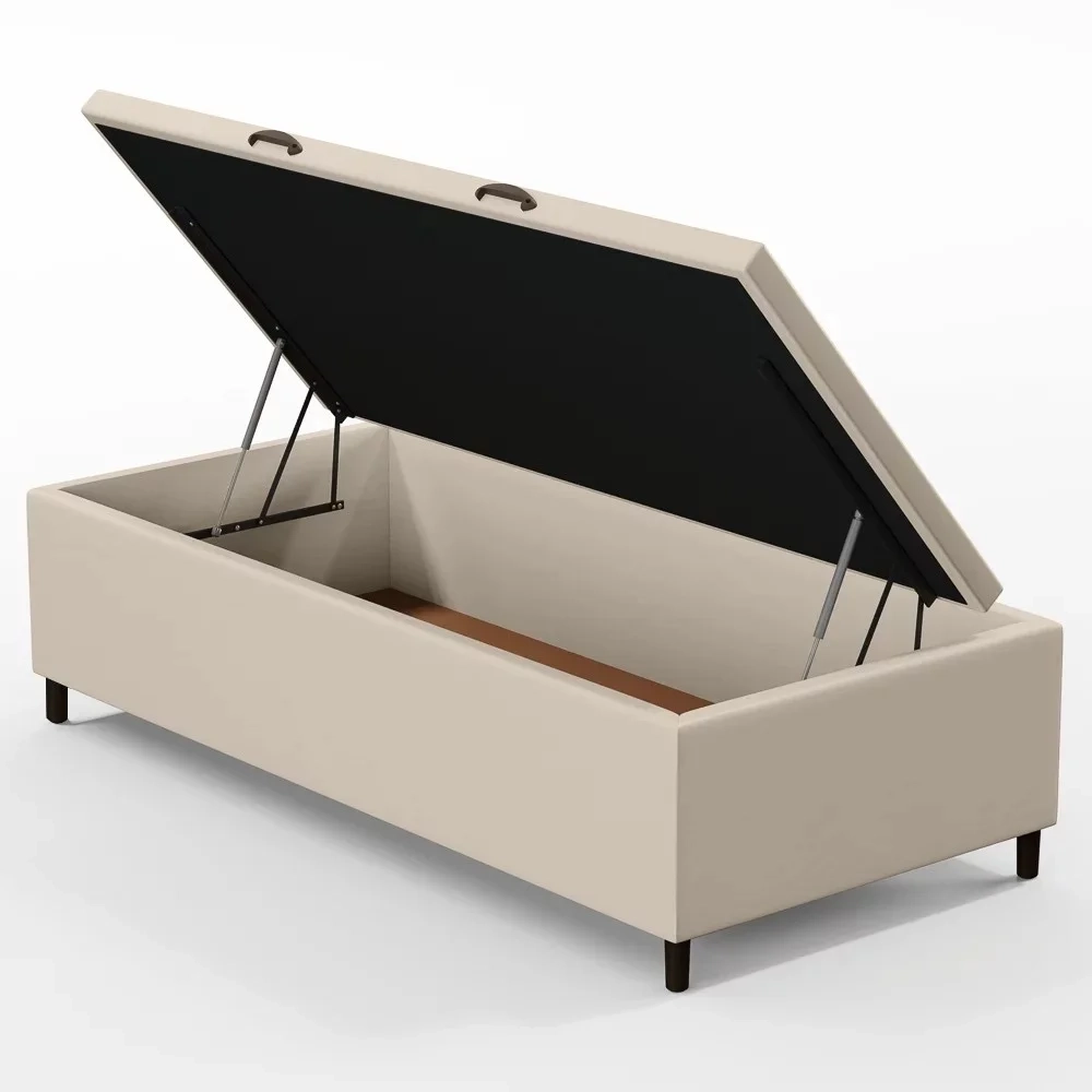 Base para Cama Box Baú Solteiro 88x188cm Hit Z04 Sintético Bege - Mpozenato