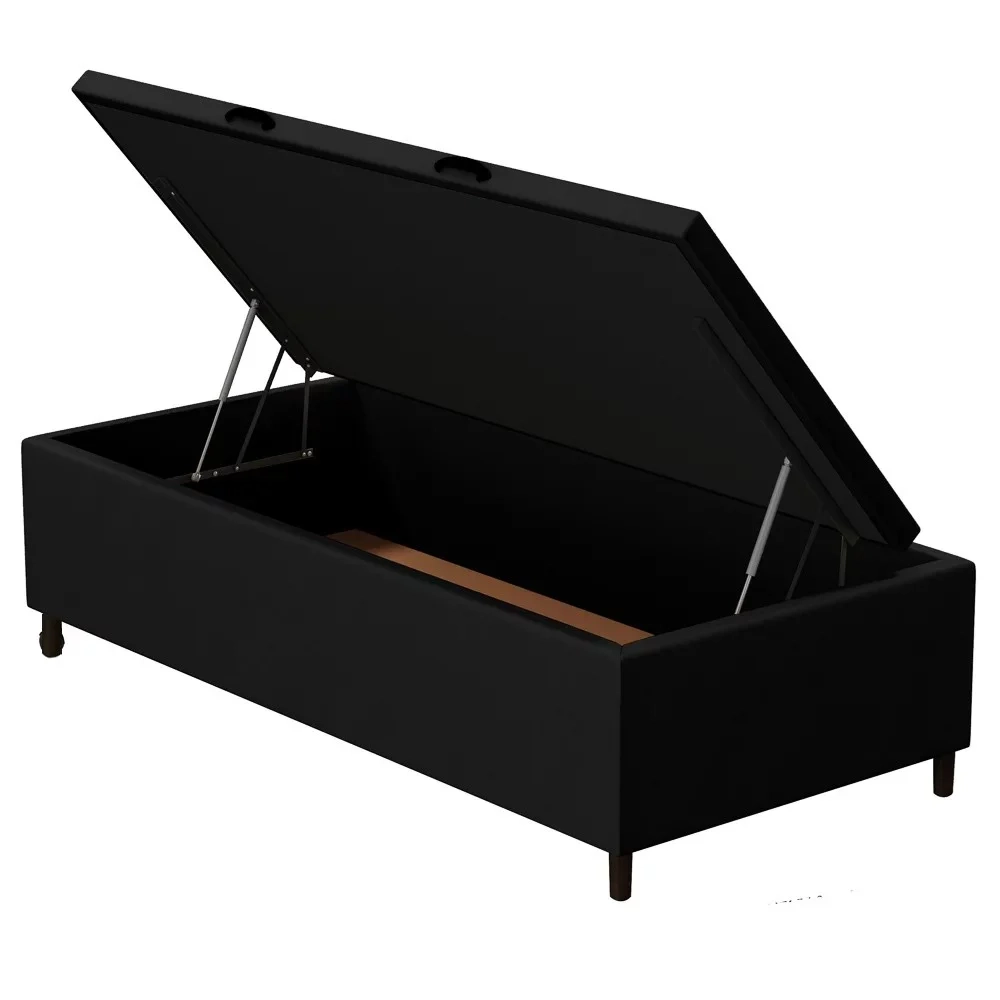 Base para Cama Box Baú Solteiro 88x188cm Hit Z04 Suede Preto - Mpozenato
