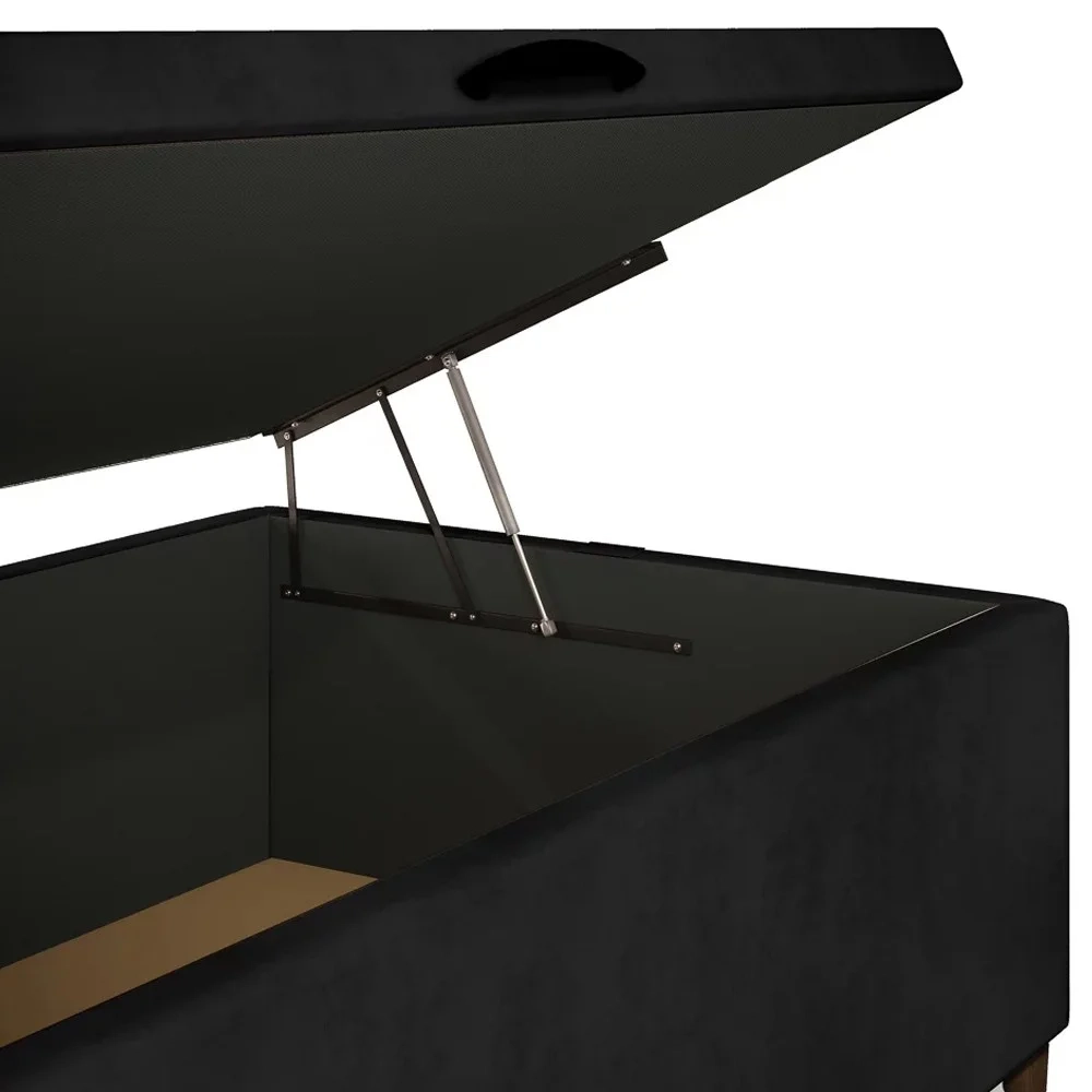 Base para Cama Box Baú Solteiro 88x188cm Hit Z04 Suede Preto - Mpozenato