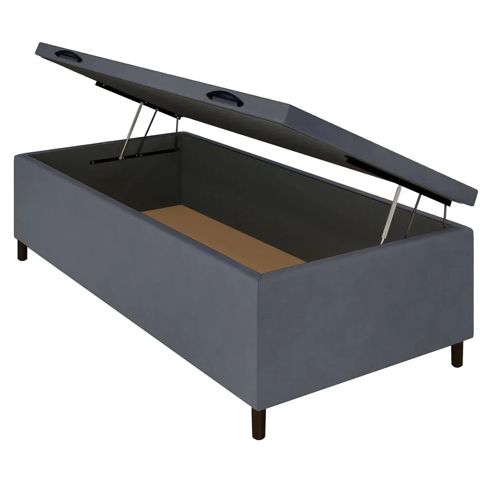 Base para Cama Box Baú Solteiro 88x188cm Hit Z04 Suede Cinza - Mpozenato