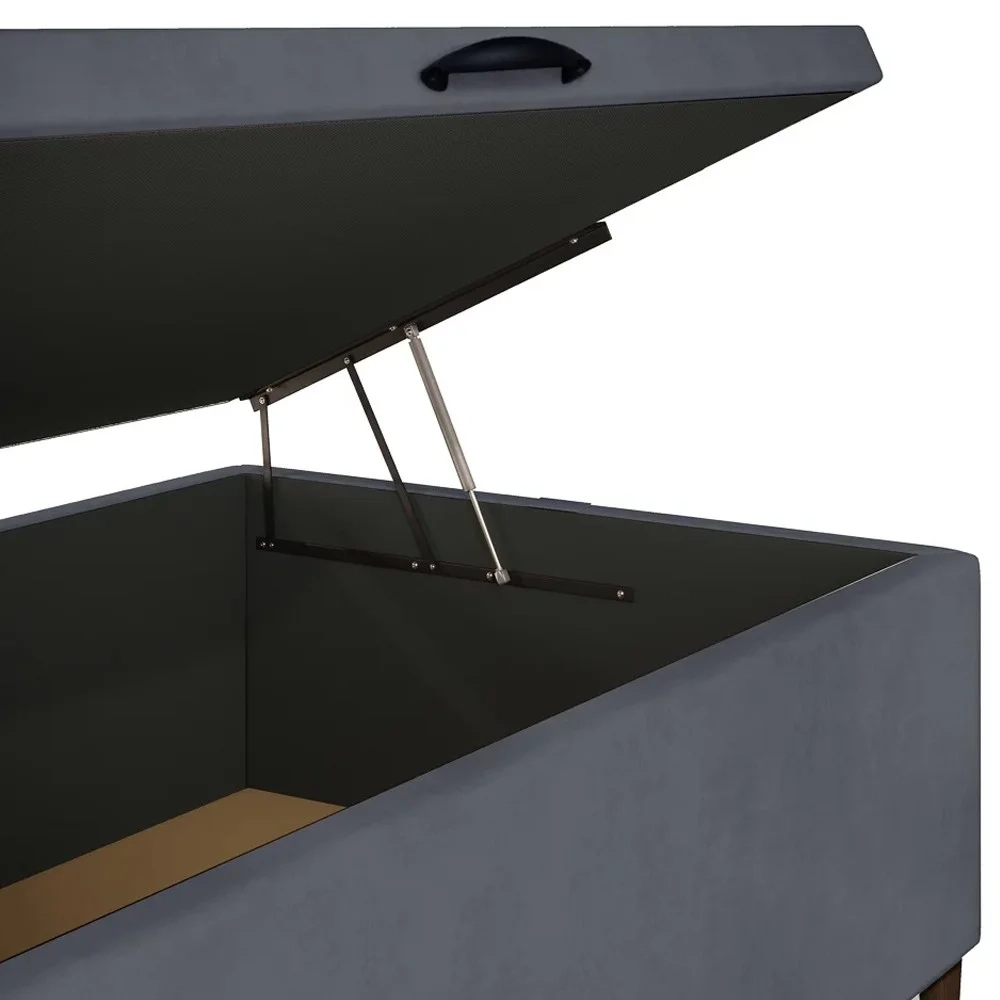 Base para Cama Box Baú Solteiro 88x188cm Hit Z04 Suede Cinza - Mpozenato