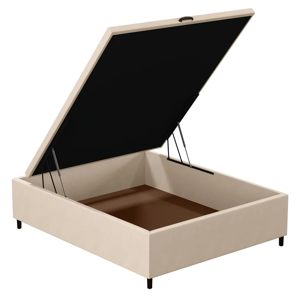 Base para Cama Box Baú Casal 138x188cm Hit Z04 Suede Bege - Mpozenato