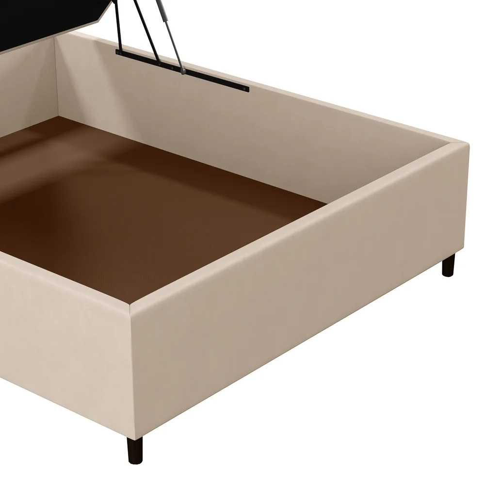 Base para Cama Box Baú Casal 138x188cm Hit Z04 Suede Bege - Mpozenato