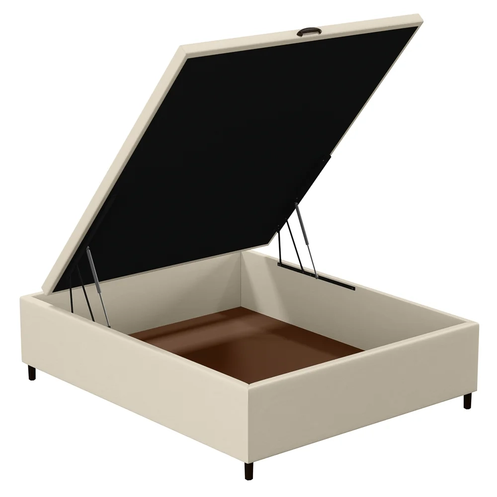 Base para Cama Box Baú Casal 138x188cm Hit Z04 Sintético Bege - Mpozenato