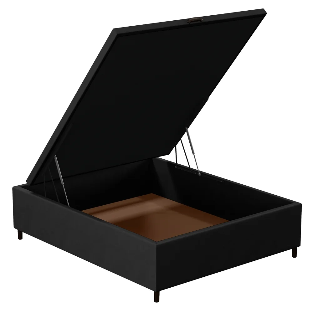 Base para Cama Box Baú Casal 138x188cm Hit Z04 Suede Preto - Mpozenato
