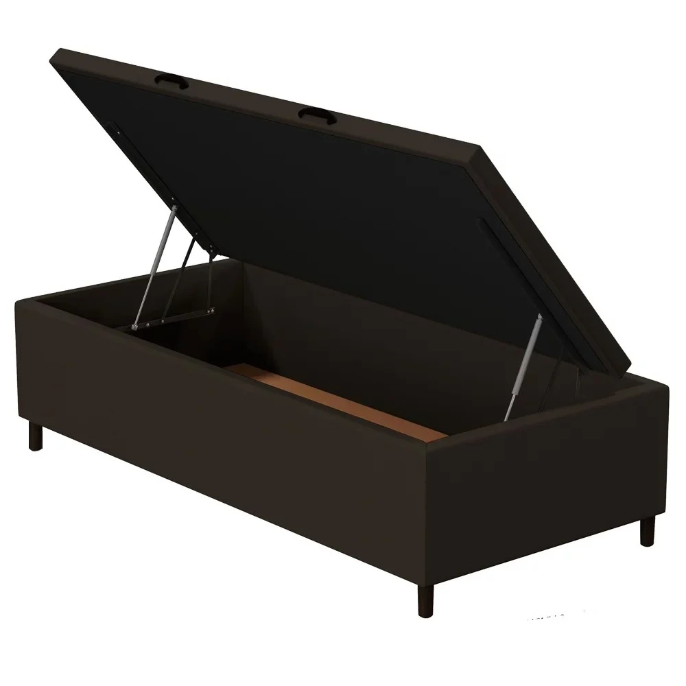 Base para Cama Box Baú Solteiro 88x188cm Hit Z04 Suede Marrom - Mpozenato
