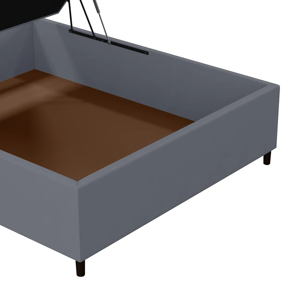 Base para Cama Box Baú Casal 138x188cm Hit Z04 Suede Cinza - Mpozenato