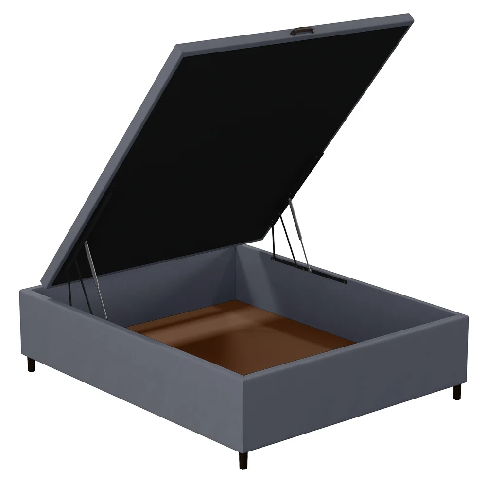 Base para Cama Box Baú Casal 138x188cm Hit Z04 Suede Cinza - Mpozenato