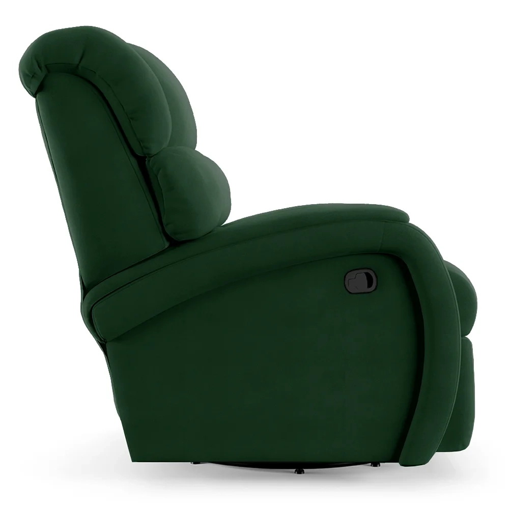 Poltrona do Papai Reclinável Kalie Glider Giratória Massagem FH9 Veludo Verde - Mpozenato