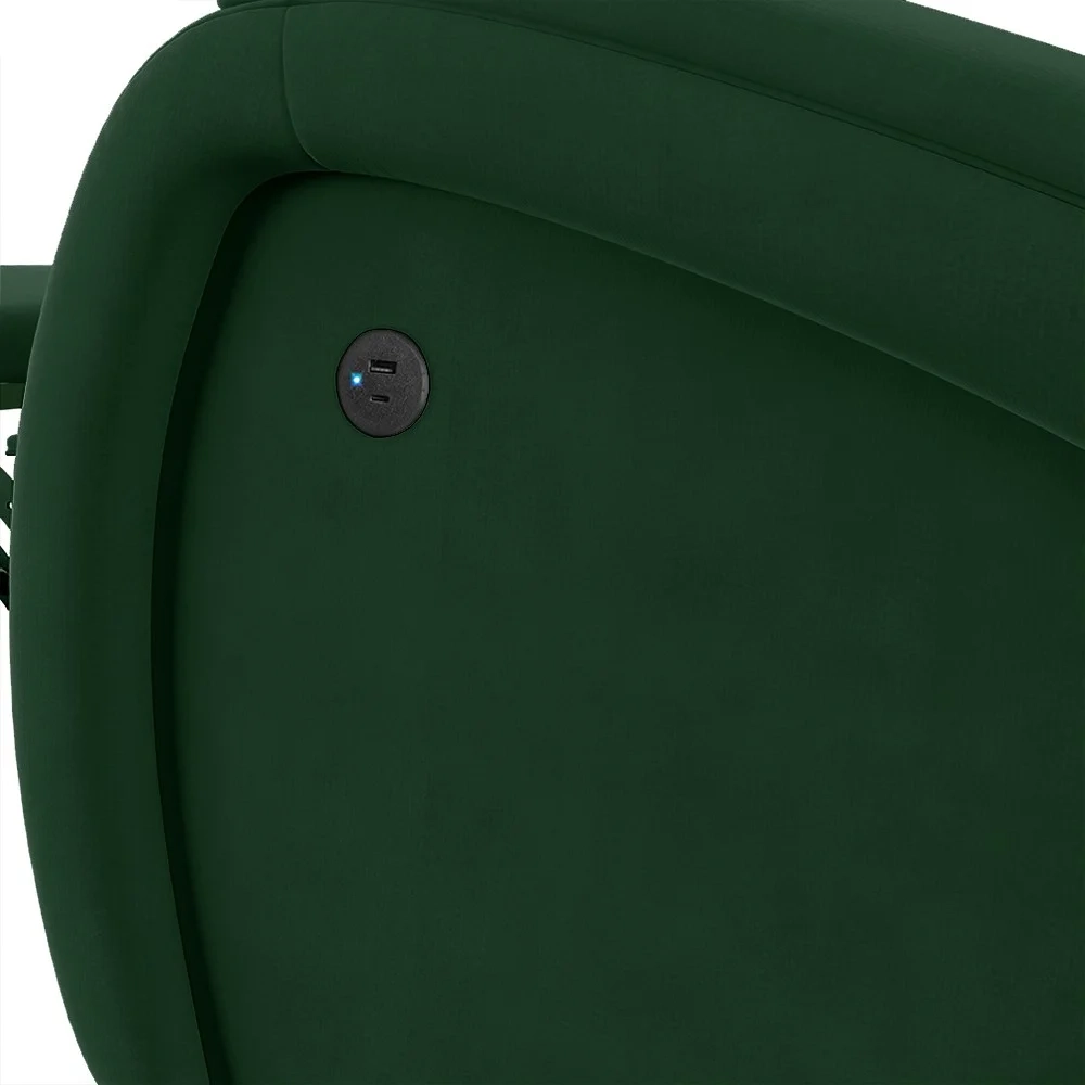 Poltrona do Papai Reclinável Kalie Glider Giratória Massagem FH9 Veludo Verde - Mpozenato