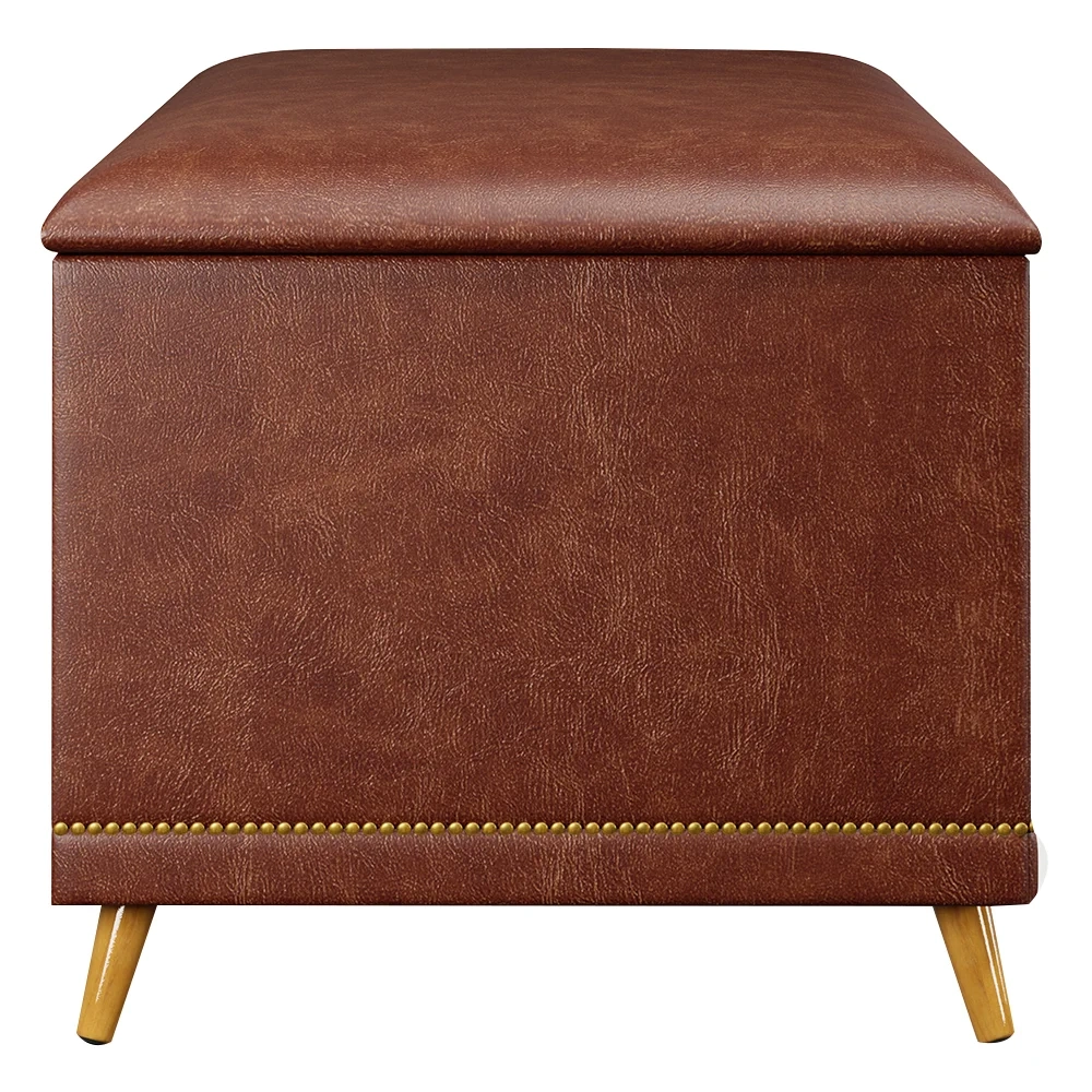 Calçadeira Baú Solteiro 90cm com Tachas Imperial J02 Facto Marrom - Mpozenato