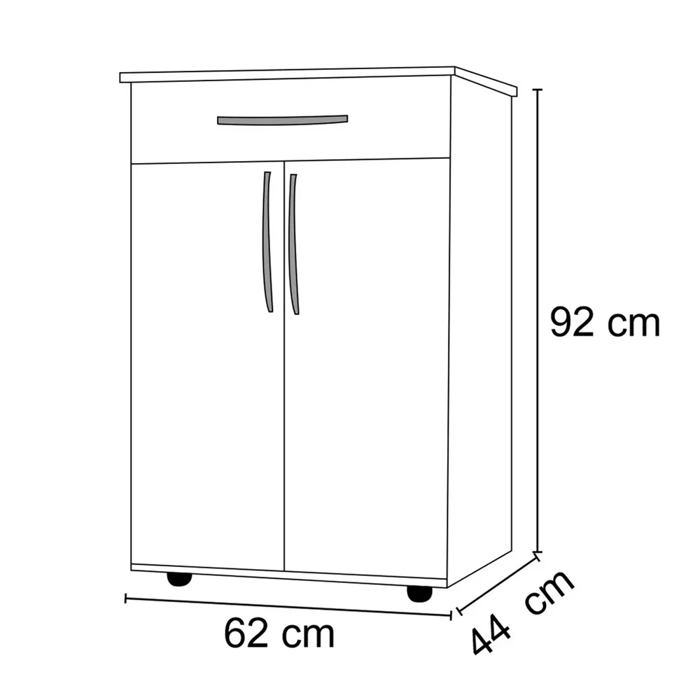 Balcão Multiuso 62cm 2 Portas 1 Gaveta Flex Juliana Branco/Preto - AJL Móveis