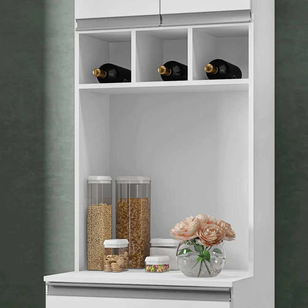 Paneleiro Torre Quente 4 Portas Com Adega Andréia Branco - AJL Móveis