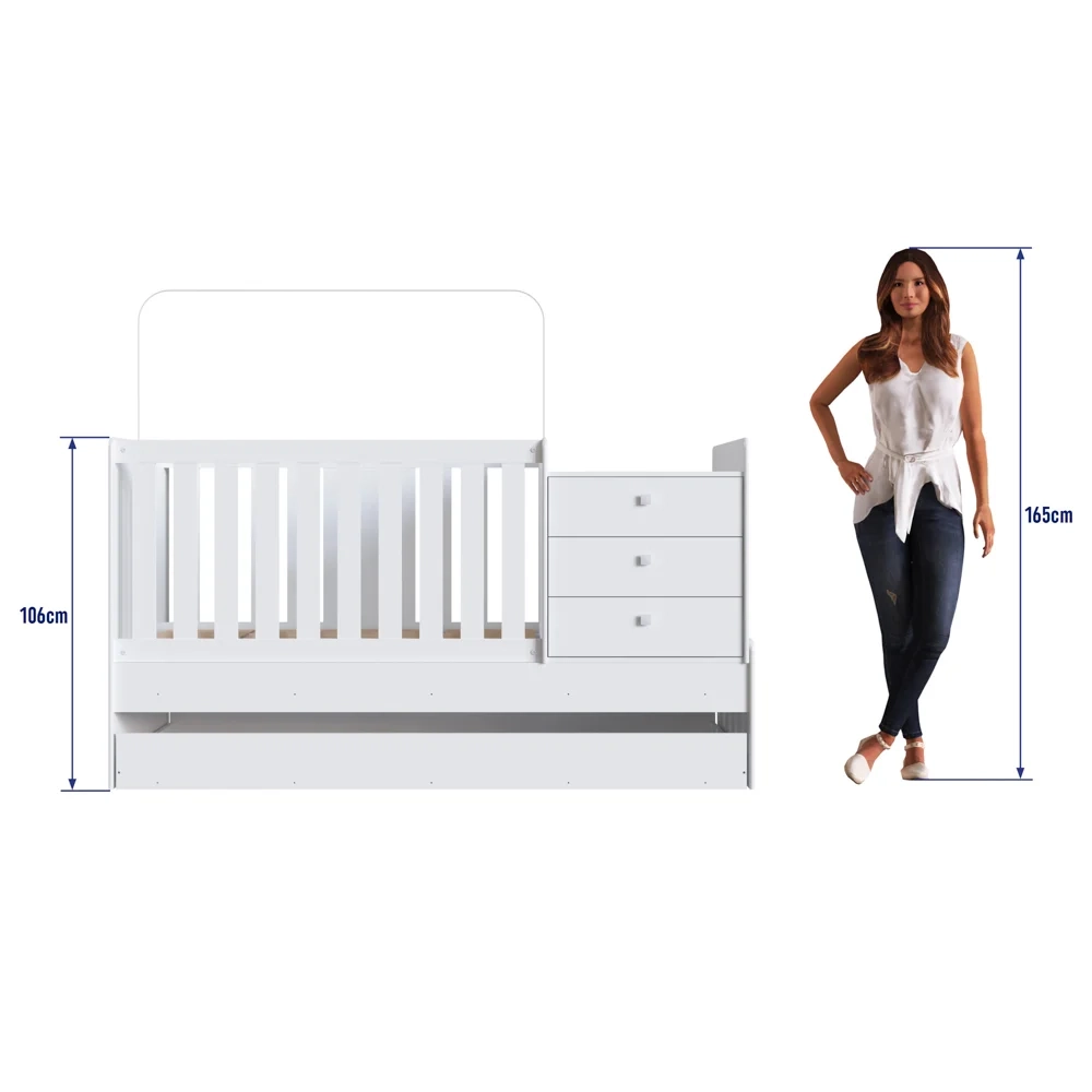 Berço Mini Cama Com Auxiliar Certificado pelo Inmetro BB690 Branco - Completa Móveis