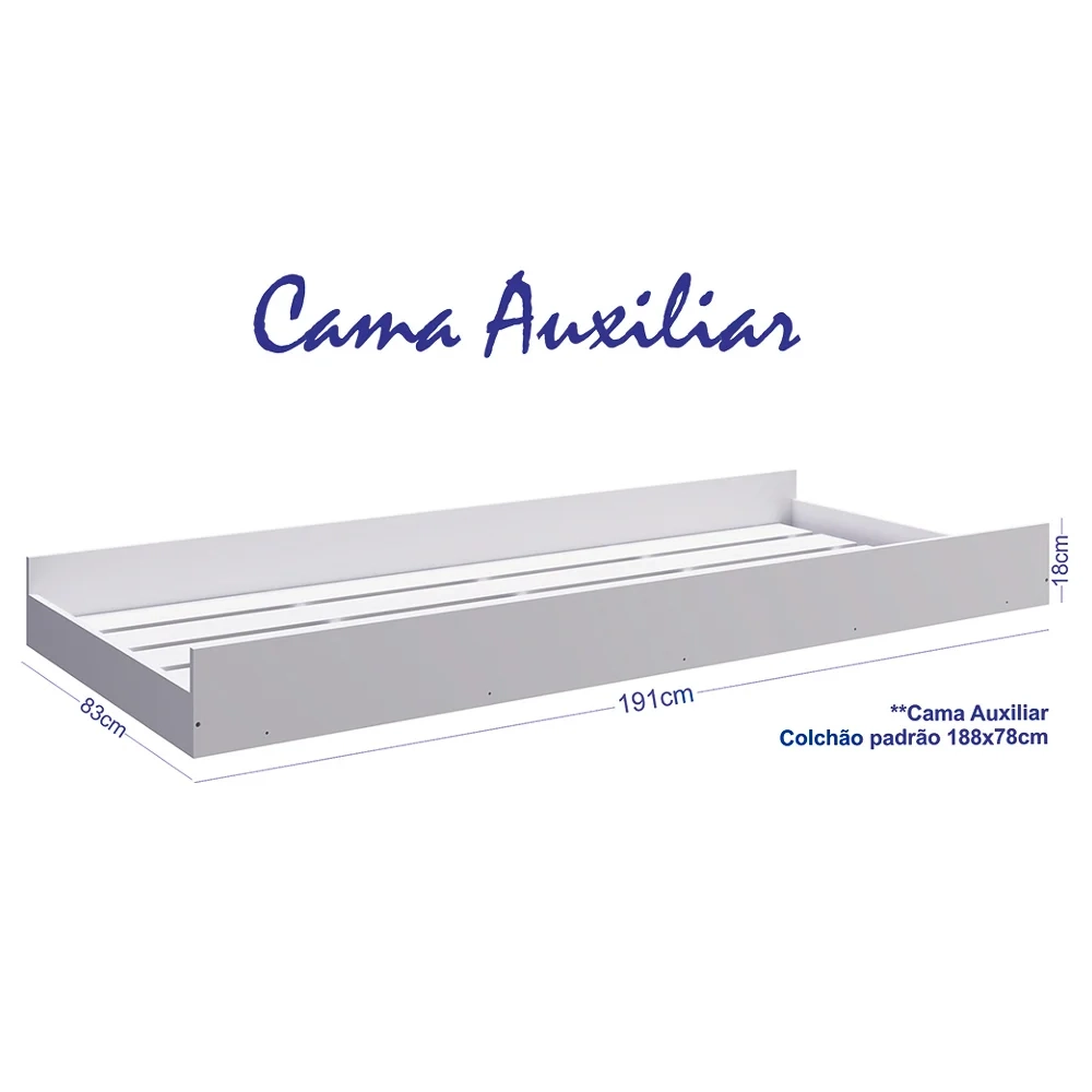 Cama Auxiliar Com Rodízios BB692 Branco - Completa Móveis