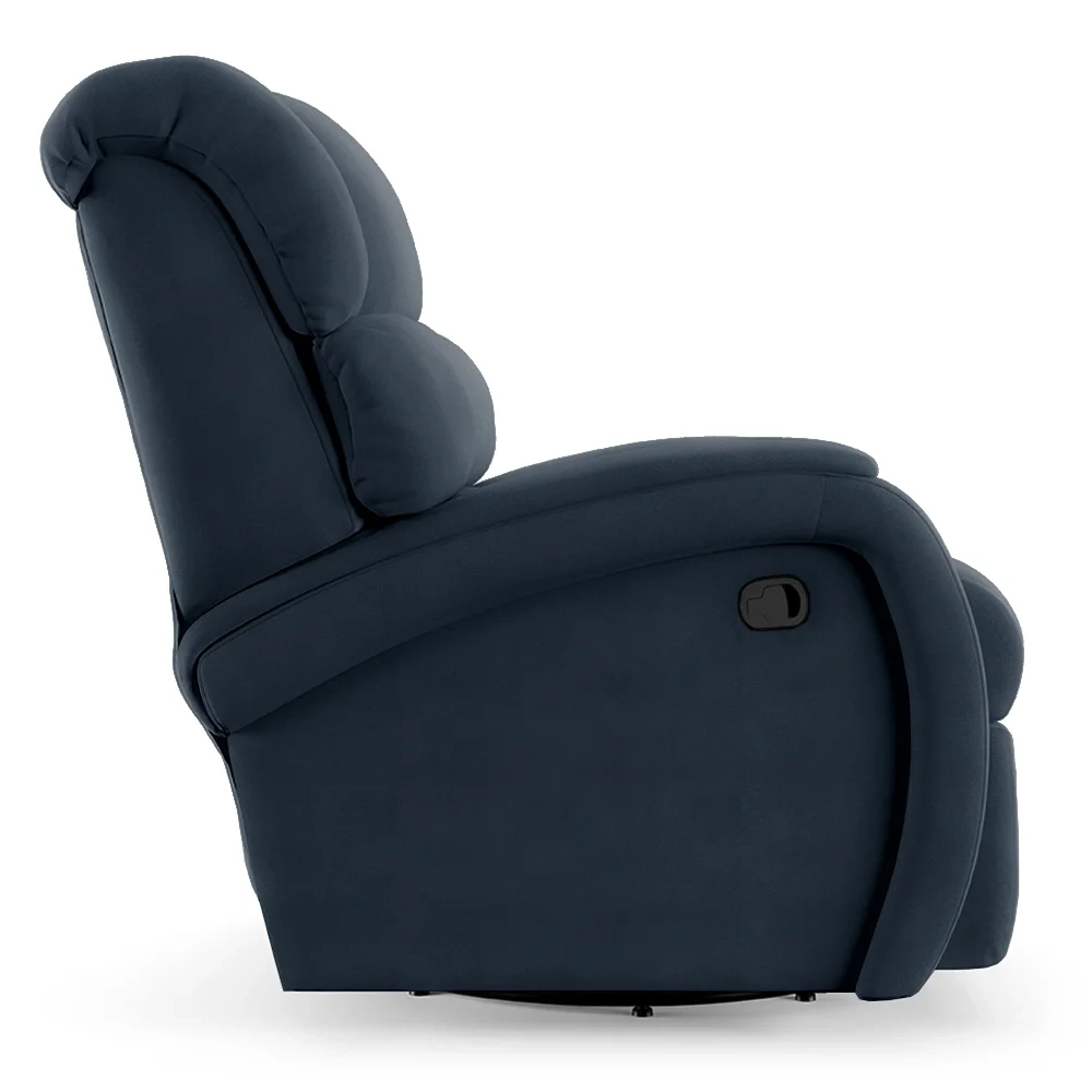 Poltrona do Papai Reclinável Kalie Glider Giratória Massagem FH9 Veludo Azul - Mpozenato