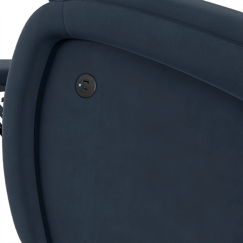 Poltrona do Papai Reclinável Kalie Glider Giratória Massagem FH9 Veludo Azul - Mpozenato