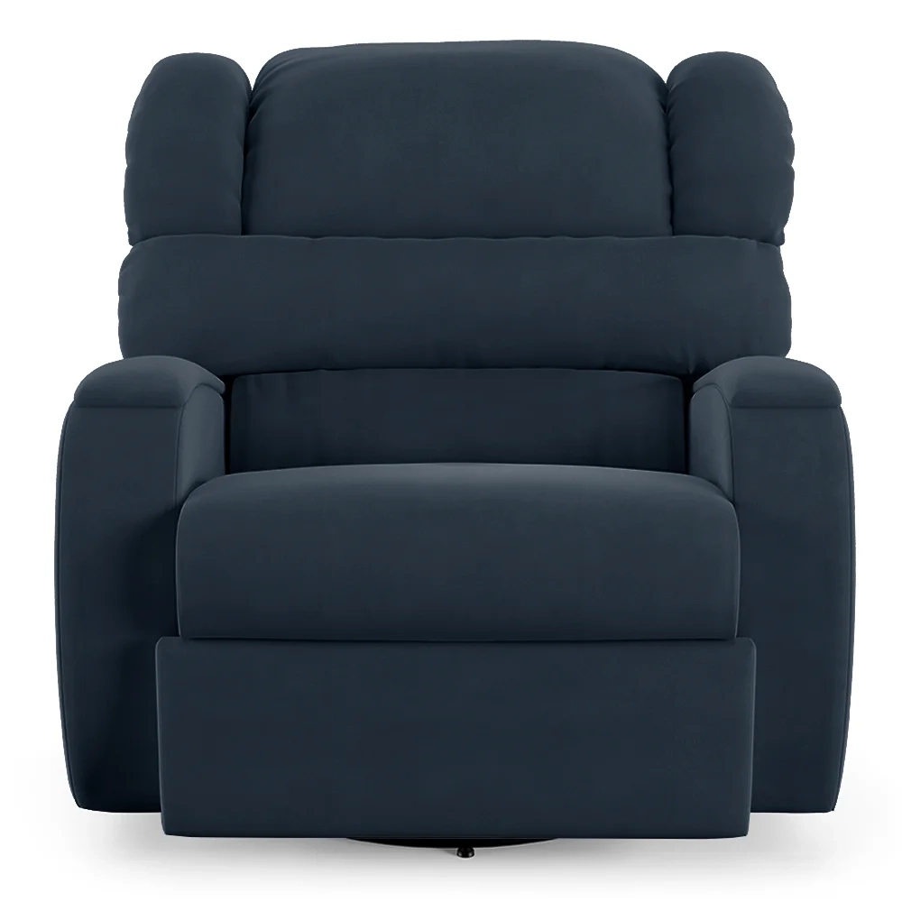 Poltrona do Papai Reclinável Kalie Glider Giratória Massagem FH9 Veludo Azul - Mpozenato