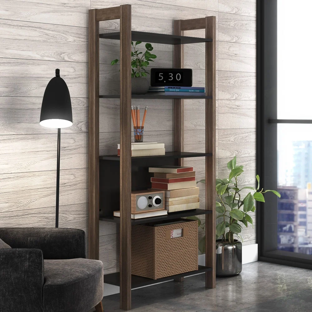 Estante Multiuso AZ1005 Preto/Nogal - Tecno Mobili