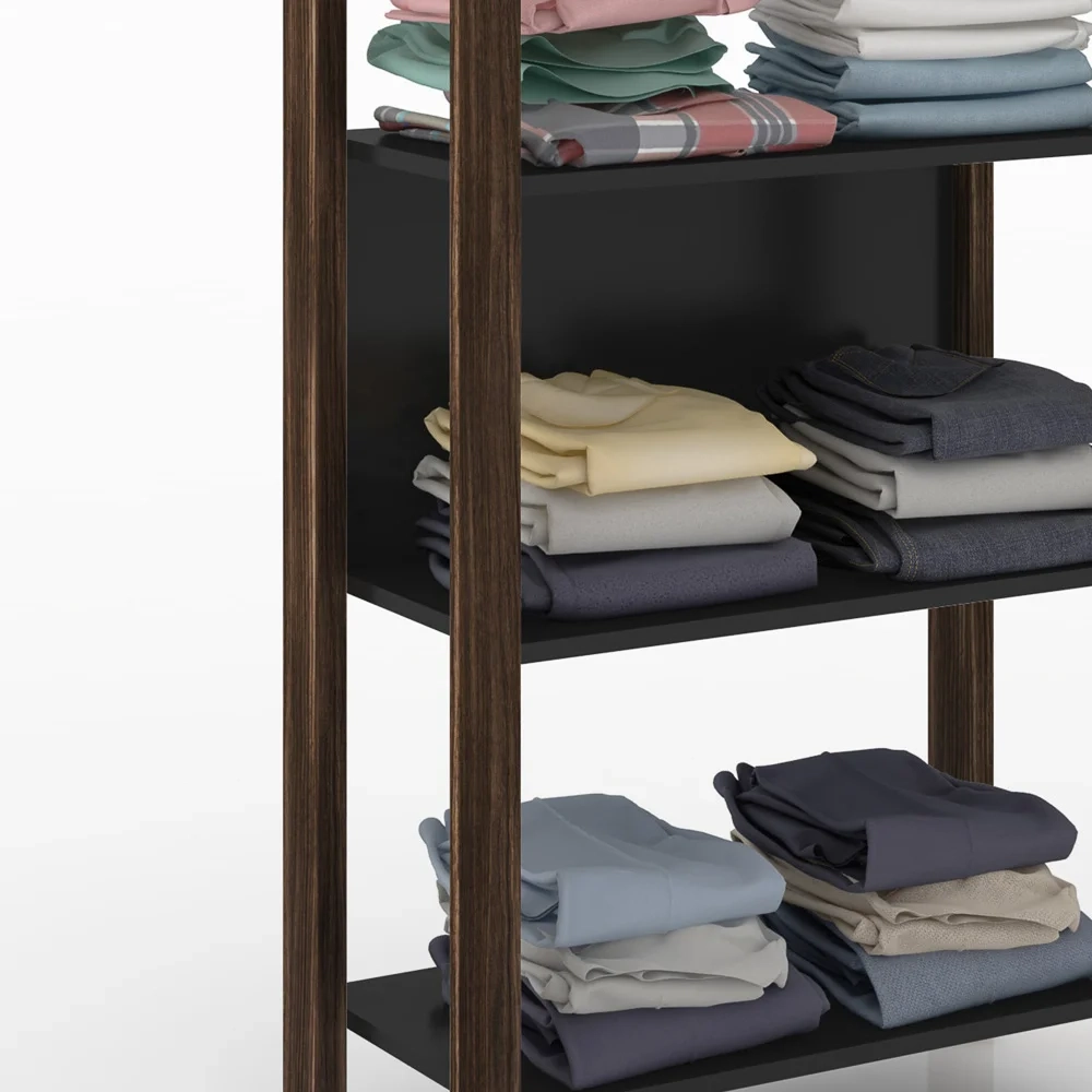 Estante Multiuso AZ1005 Preto/Nogal - Tecno Mobili