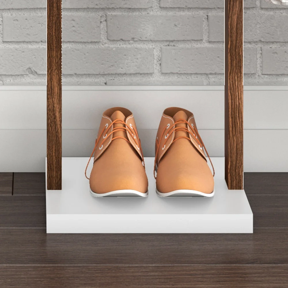 Cabideiro Grande Com Prateleira AZ1019 Nogal/Branco - Tecno Mobili