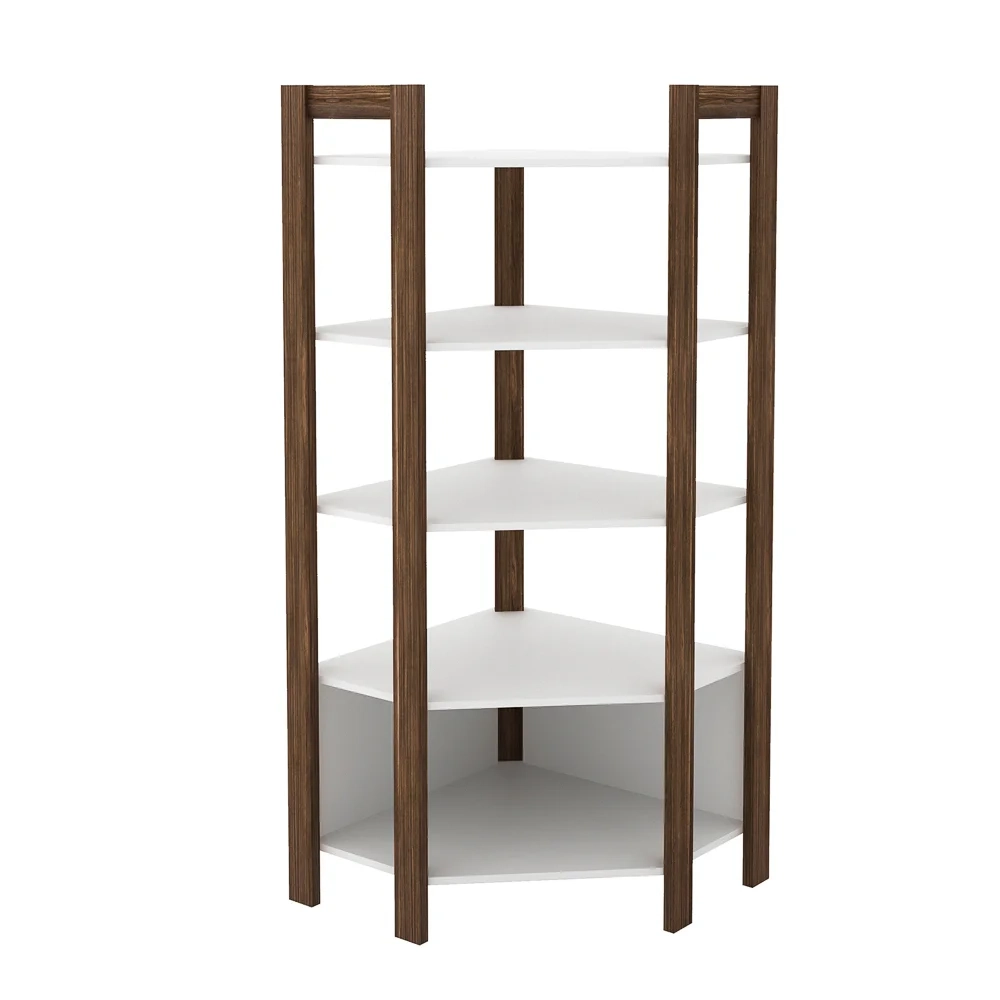Estante de Canto Closet Multiuso 5 Prateleiras AZ1020 Nogal/Branco - Tecno Mobili