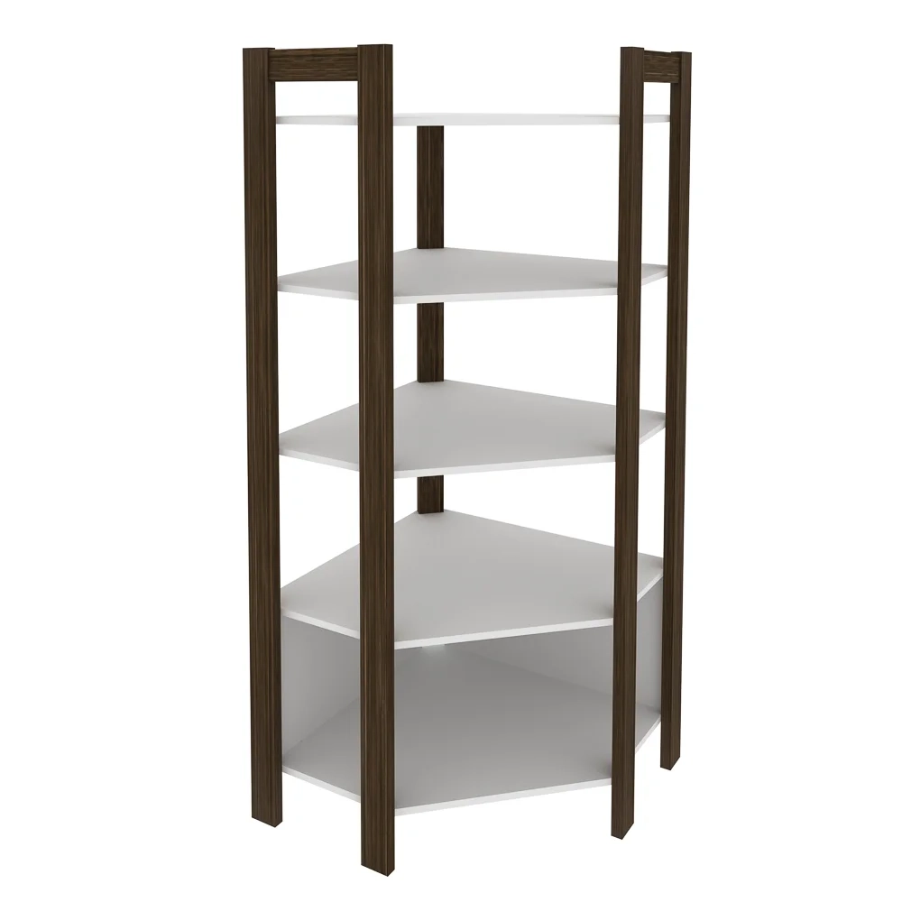 Estante de Canto Closet Multiuso 5 Prateleiras AZ1020 Nogal/Branco - Tecno Mobili