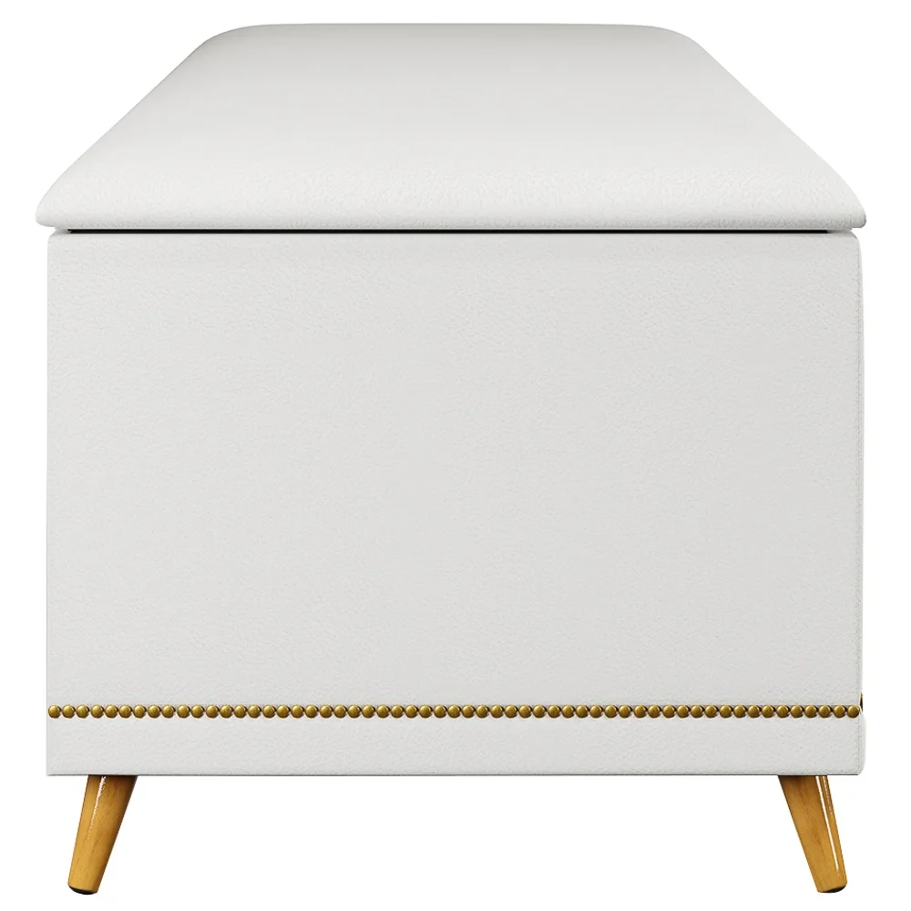 Calçadeira Baú Casal 140cm com Tachas Imperial J02 Sintético Branco - Mpozenato