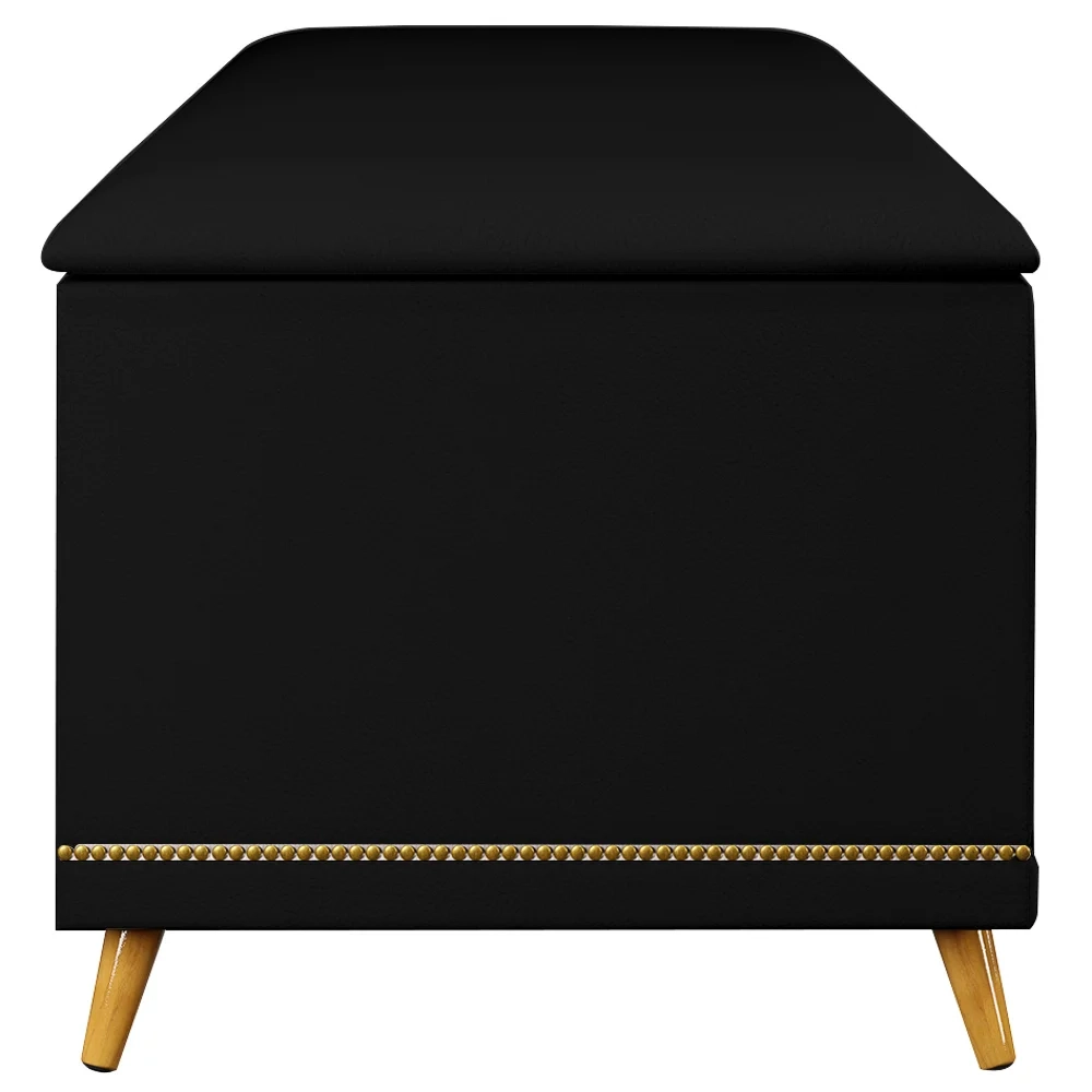 Calçadeira Baú Casal 140cm com Tachas Imperial J02 Sintético Preto - Mpozenato