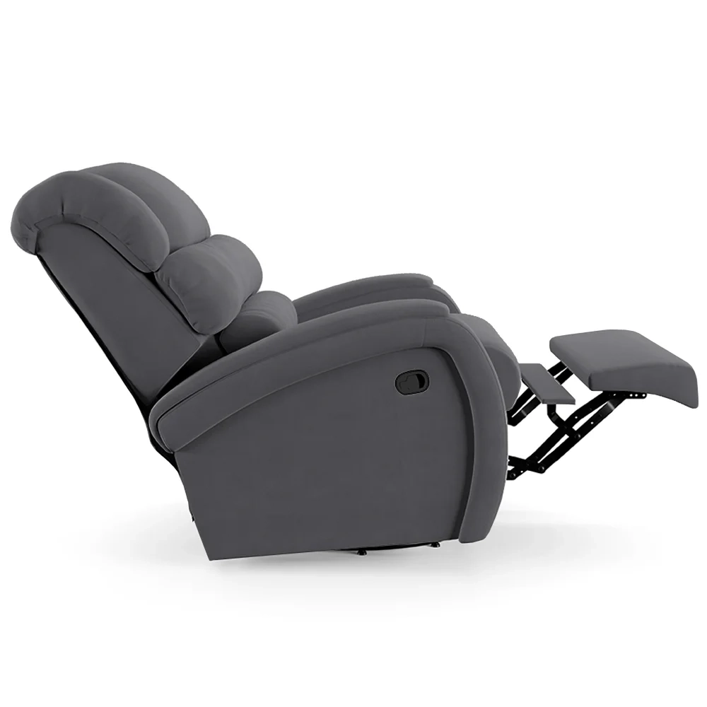 Poltrona do Papai Reclinável Kalie Glider Giratória Massagem FH9 Veludo Cinza - Mpozenato