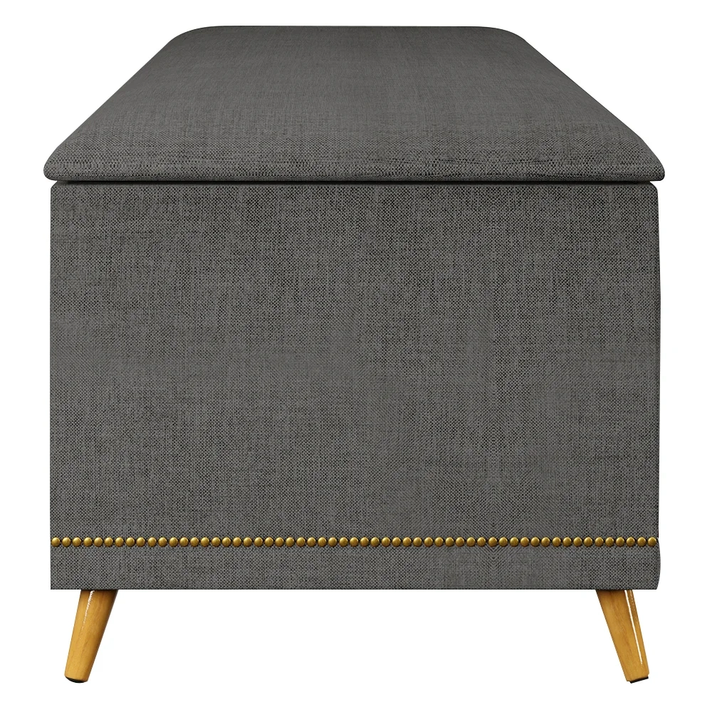 Calçadeira Baú Casal 140cm com Tachas Imperial J02 Linho Grafite - Mpozenato