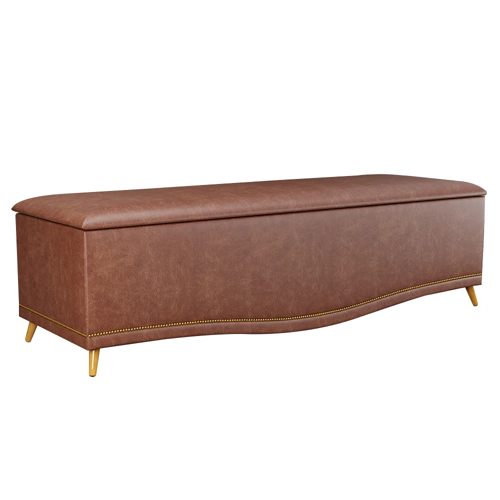 Calçadeira Baú Casal 140cm com Tachas Imperial J02 Facto Marrom - Mpozenato