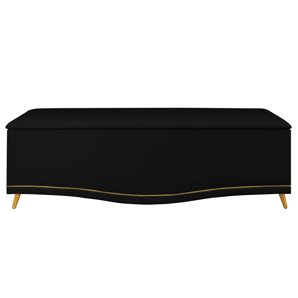 Calçadeira Baú Queen 160cm com Tachas Imperial J02 Sintético Preto - Mpozenato