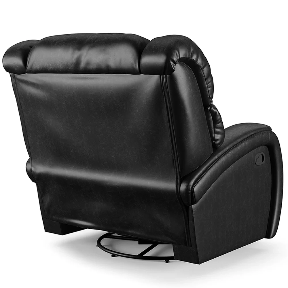 Poltrona do Papai Reclinável Kalie Glider Giratória Massagem FH9 PU Preto Brilho - Mpozenato