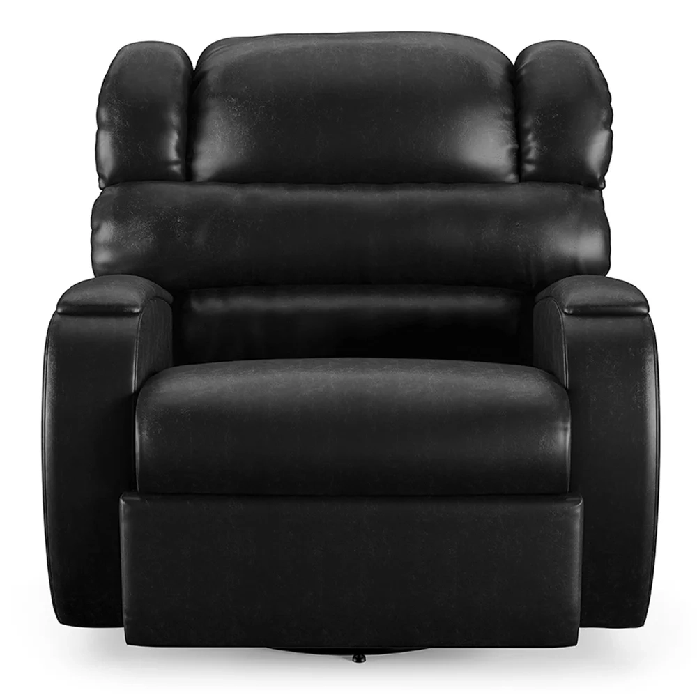 Poltrona do Papai Reclinável Kalie Glider Giratória Massagem FH9 PU Preto Brilho - Mpozenato