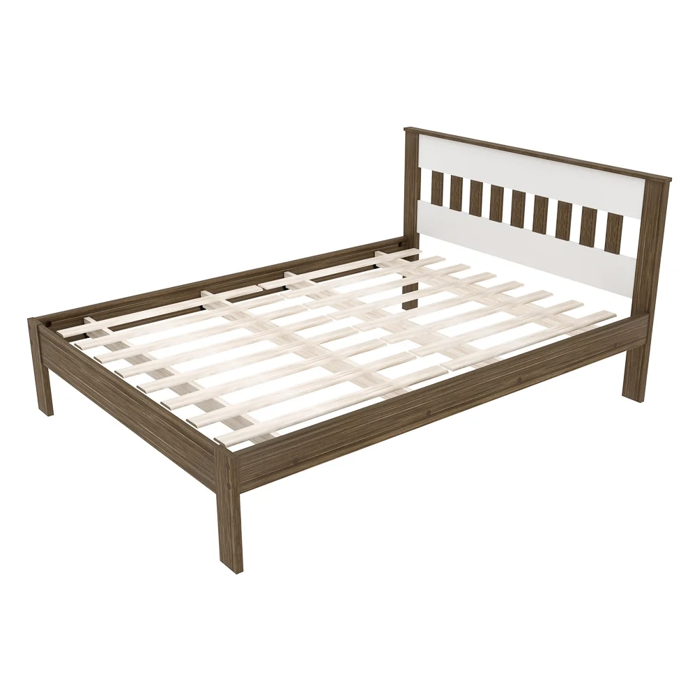 Cama de Casal CM8007 Nogal/Branco - Tecno Mobili