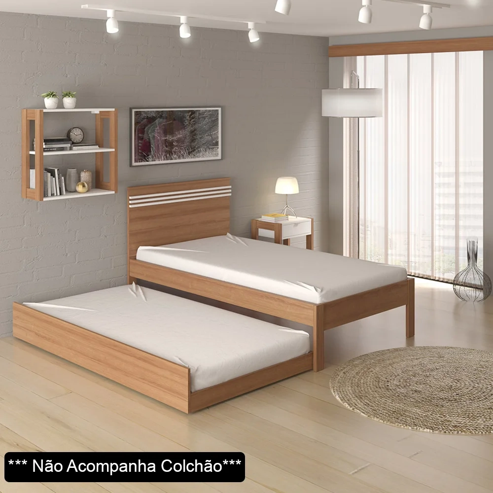 Cama Auxiliar Solteiro CM8008 Amêndoa - Tecno Mobili