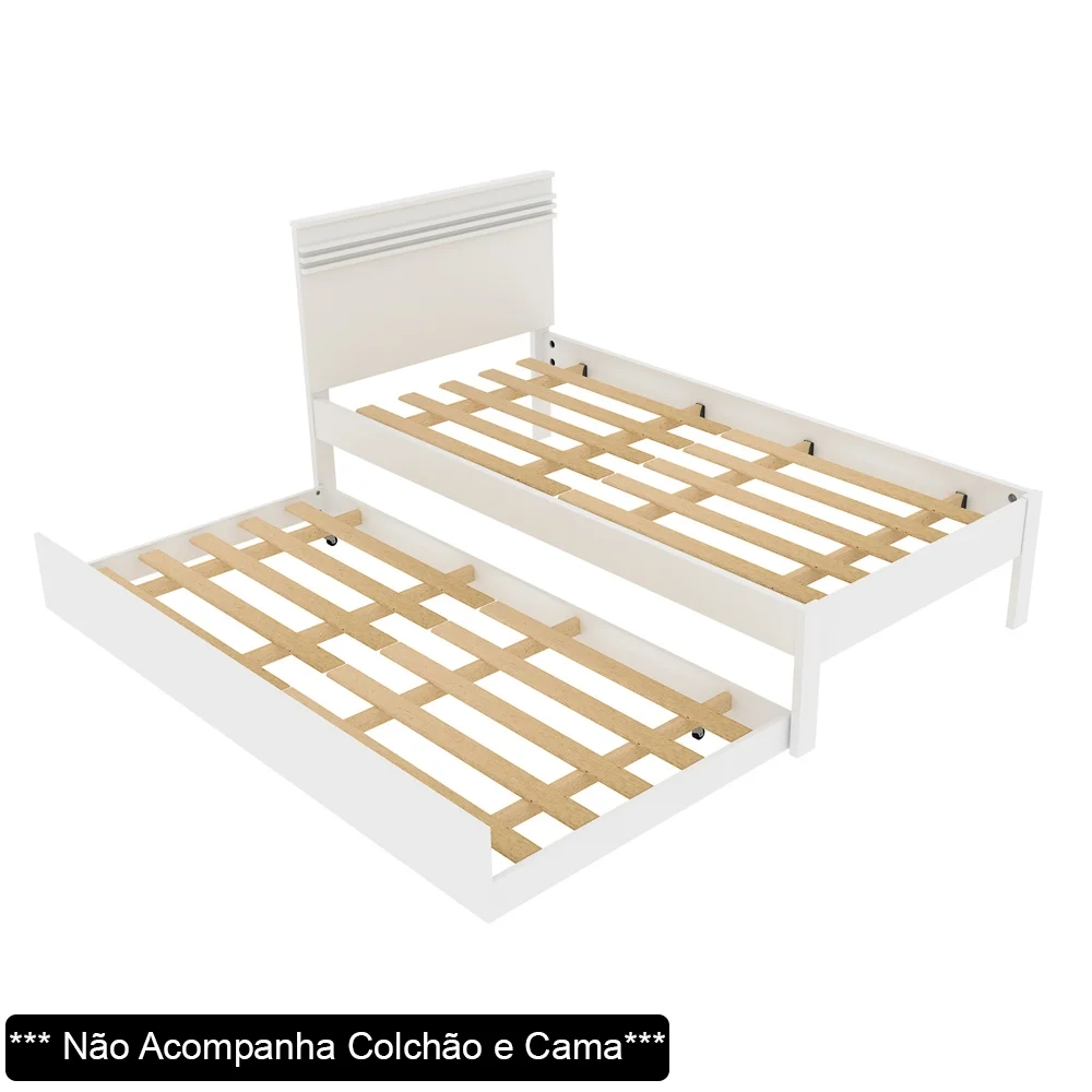Cama Auxiliar Solteiro CM8008 Branco - Tecno Mobili