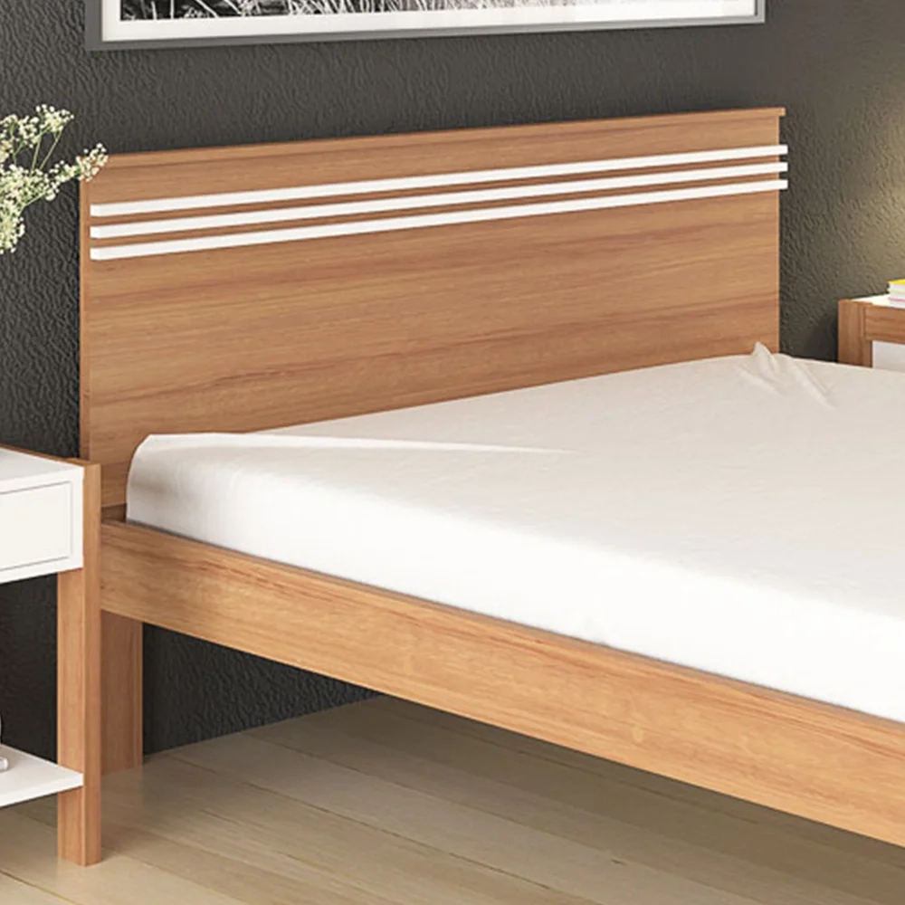 Cama de Casal Madeira CM8009 Amêndoa/Branco - Tecno Mobili
