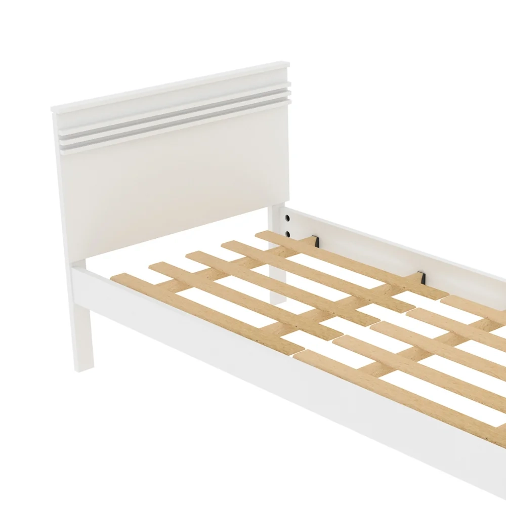 Cama de Solteiro Madeira CM8010 Branco - Tecno Mobili