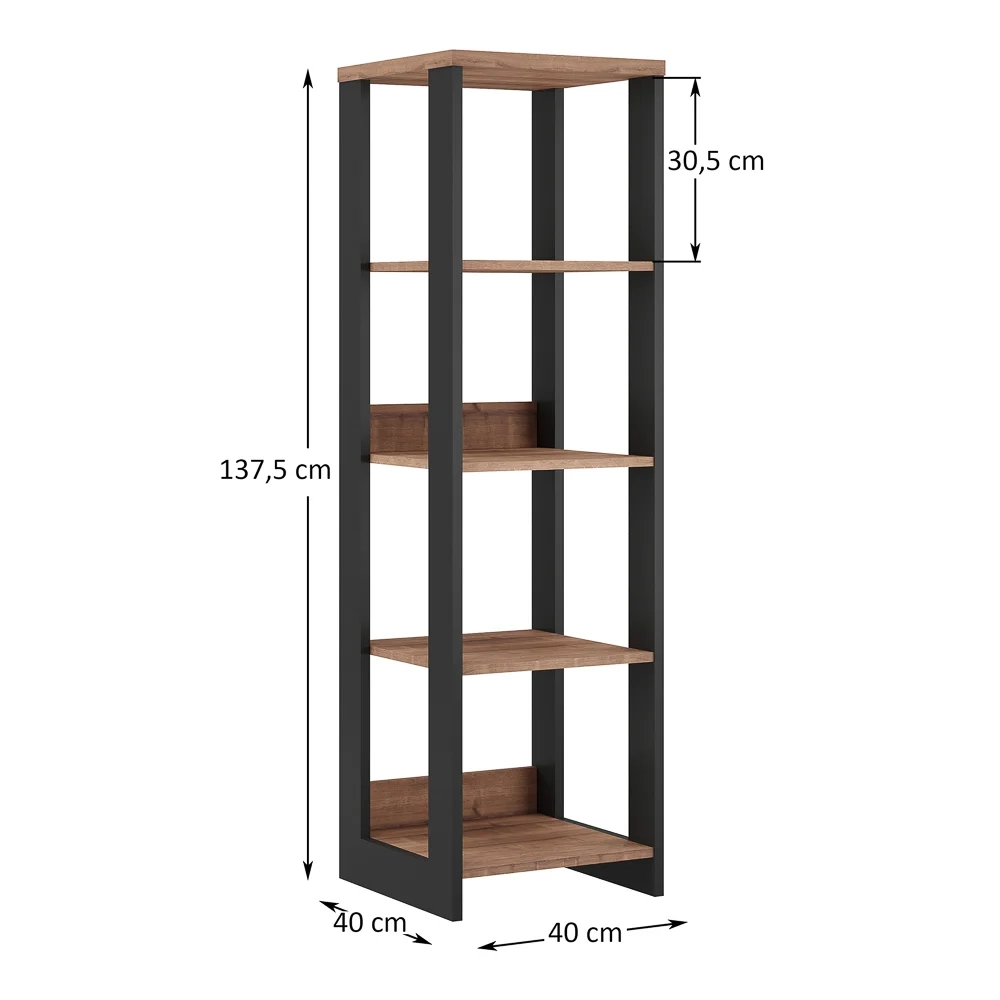 Estante Livreiro Torre Industrial Chess F04 Preto/Solanum - Mpozenato