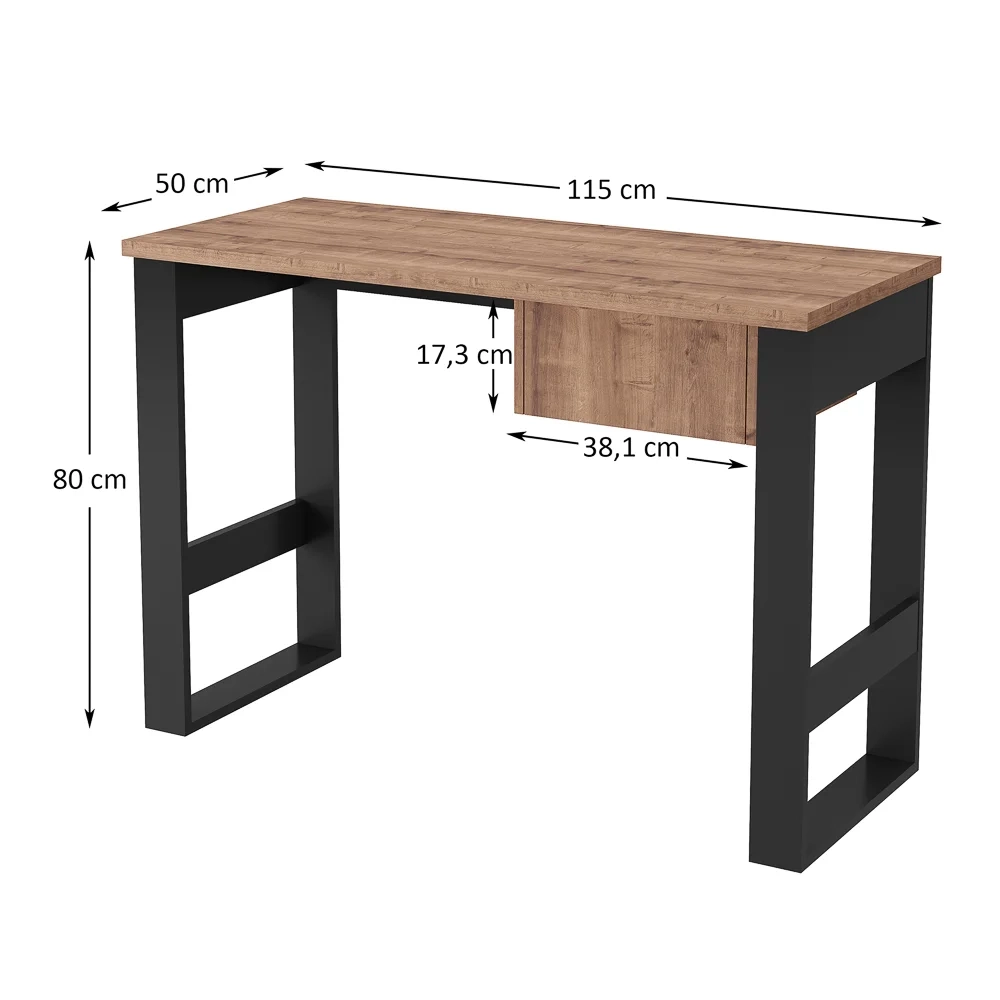 Mesa Para Computador Estilo Industrial Com gaveta Chess F04 Preto/Solanum - Mpozenato