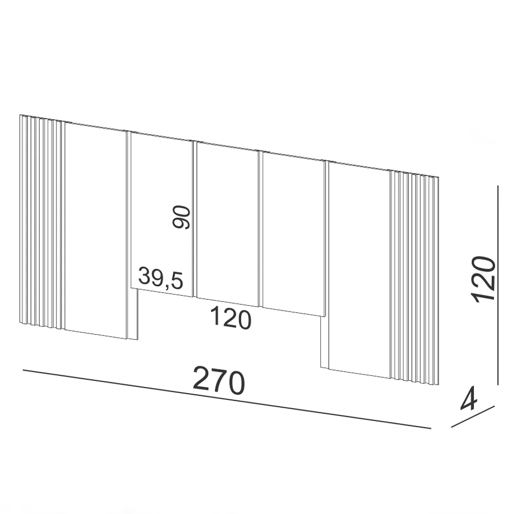 Cabeceira de Madeira para Cama Box Casal 270cm 100% MDF TW184 Off White/Freijó - Dalla Costa