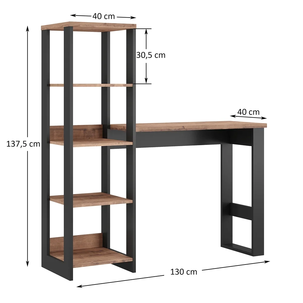 Estante Escrivaninha Estilo Industrial Chess F04 Preto/Solanum - Mpozenato